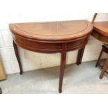 Chinese hardwood demi lune table, 101cm wide, 50.5cm deep, 79cm high