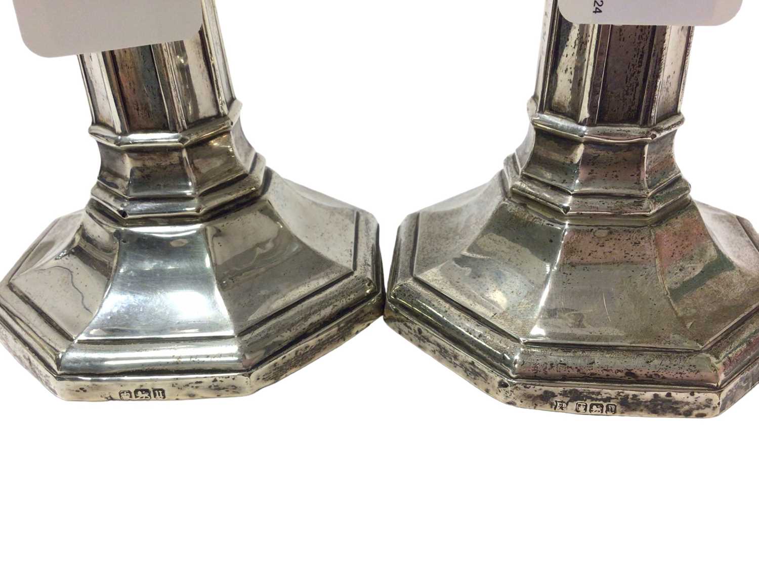 Pair of silver octagonal candlesticks - Image 3 of 3
