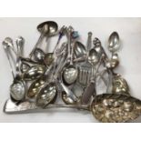Quantity of silver spoons including various American sterling and U.K., together with various plated