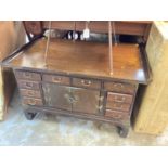 Oriental brass mounted cabinet with an arrangement of drawers and cupboards, 92cm wide, 56.5cm deep,