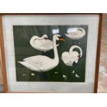 Group of pictures, including a screenprint of swans, two Bernard Buffet prints of London, etc