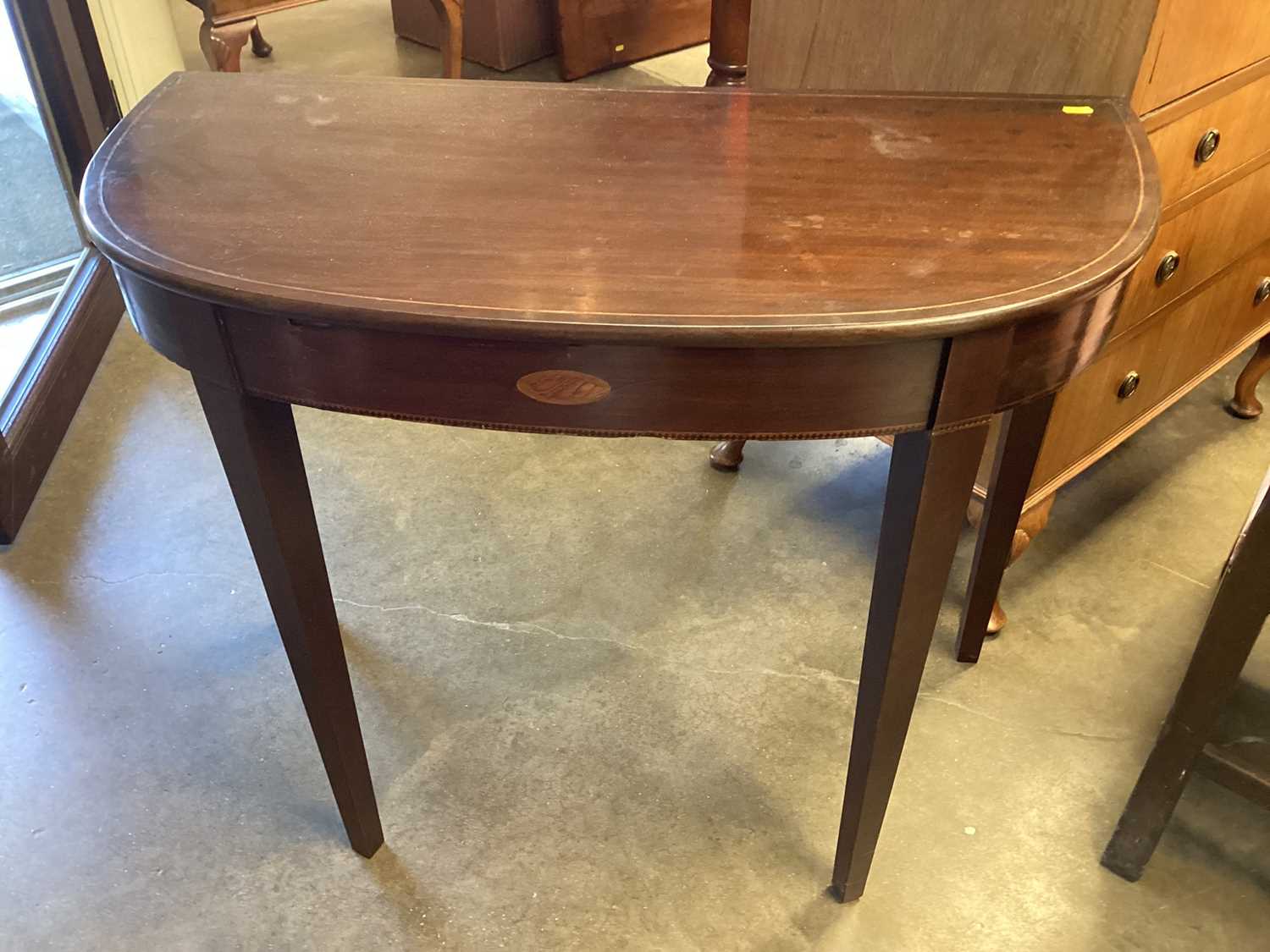 Antique mahogany demi lune occasional table