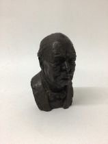 Franta Belsky (1921-2000) bronzed resin bust of Sir Winston Churchill, signed
