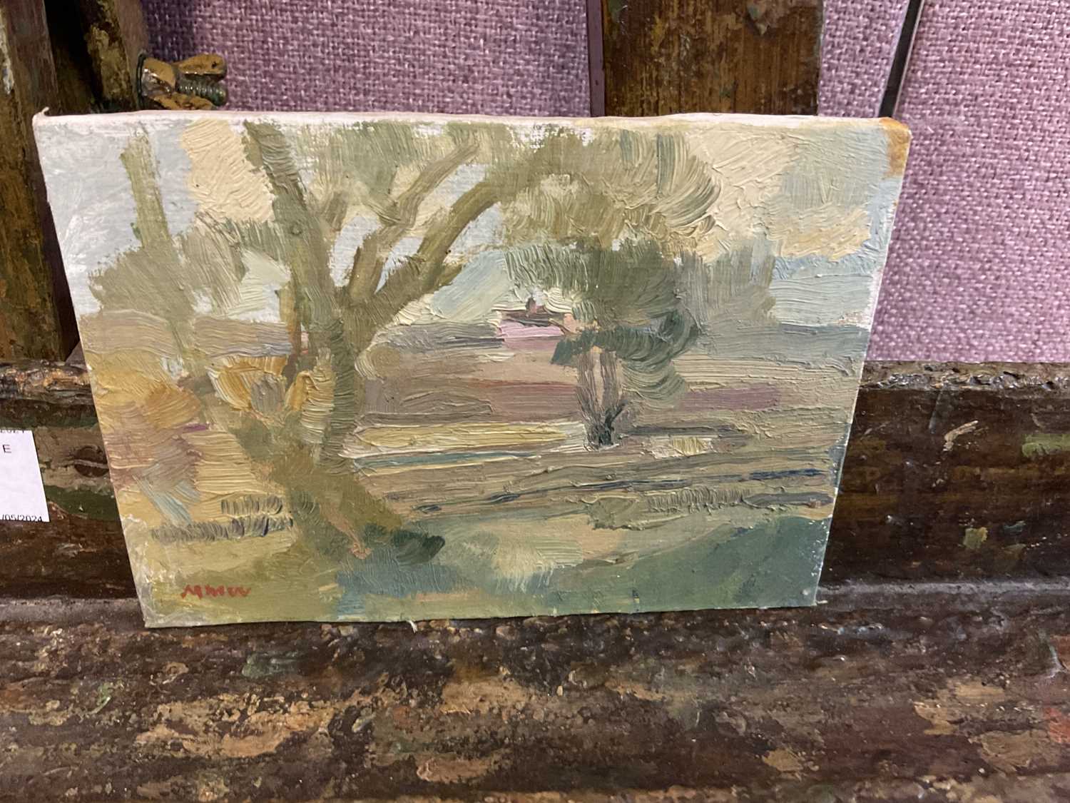 Mary Millar Watt, oil on board - Still life, and a small oil landscape - Image 2 of 4