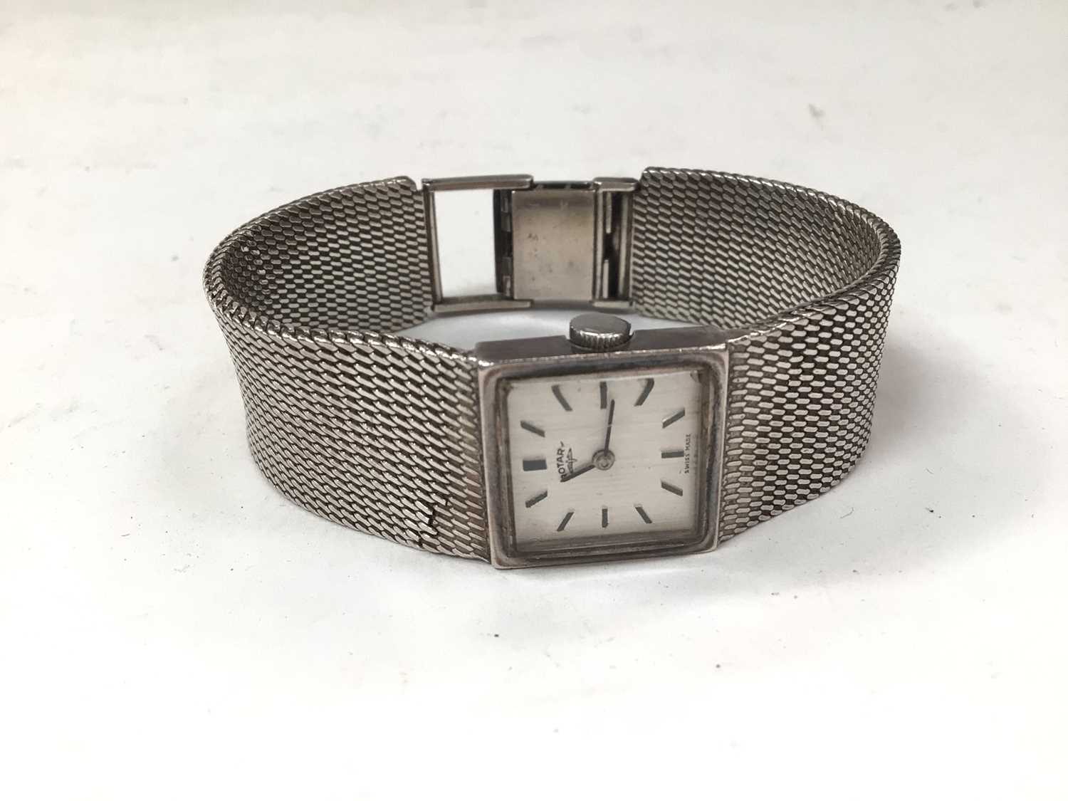 1970s Rotary silver wristwatch on integral silver mesh bracelet, boxed - Image 2 of 3