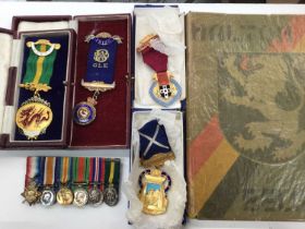 First World War minature medal group, other medals and military book