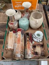 Group of studio pottery and a pair of Satsuma vases