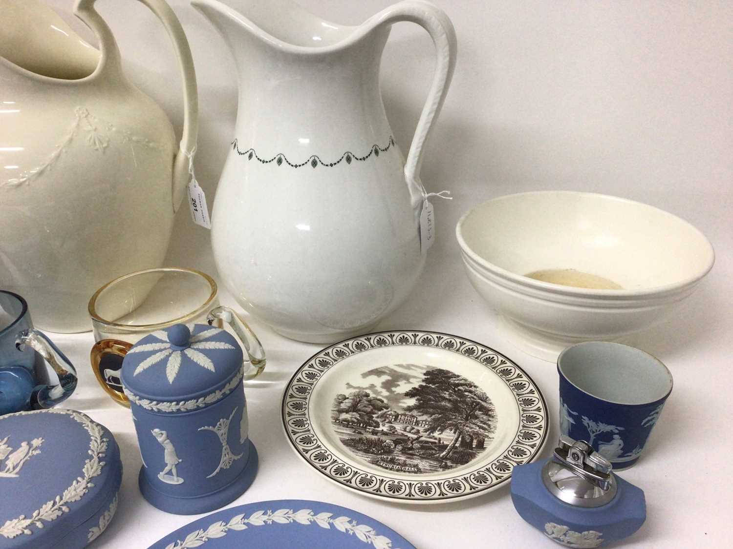 Wedgwood Queensware wash jug, moulded with garlands, another wash jug, and other items - Image 3 of 5