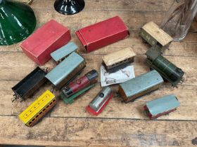 Group of tinplate trains including Hornby