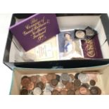 Box of coins, including commemorative and pre-decimalisation