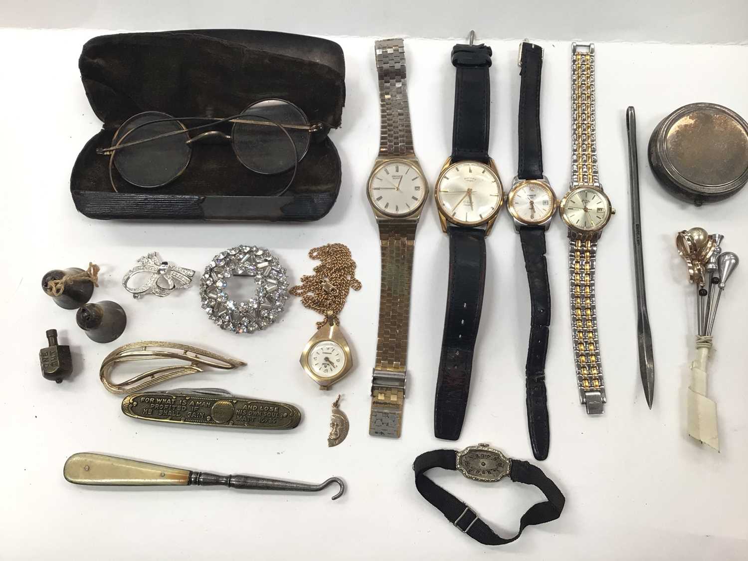 Group of wristwatches including Rotary, Tissot, Seiko and a ladies vintage cocktail watch, together