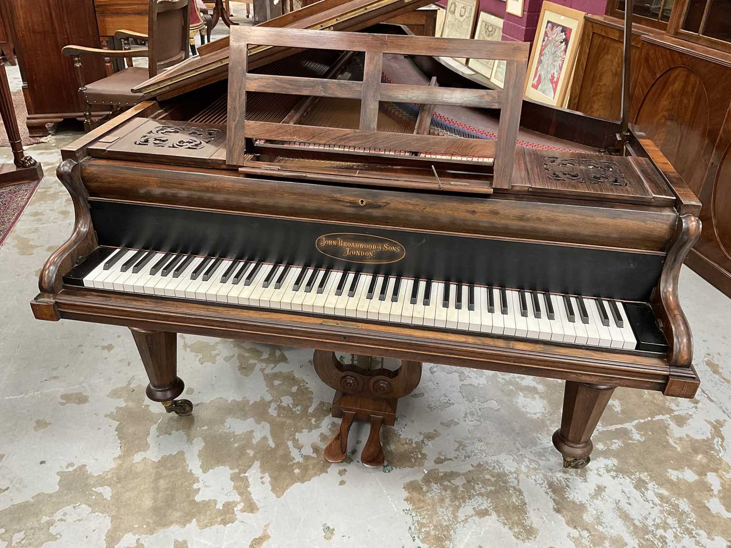 19th century Broadwood Boudoir grand piano in rosewood case - Image 2 of 7
