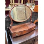 19th century mahogany toilet mirror with three drawers below