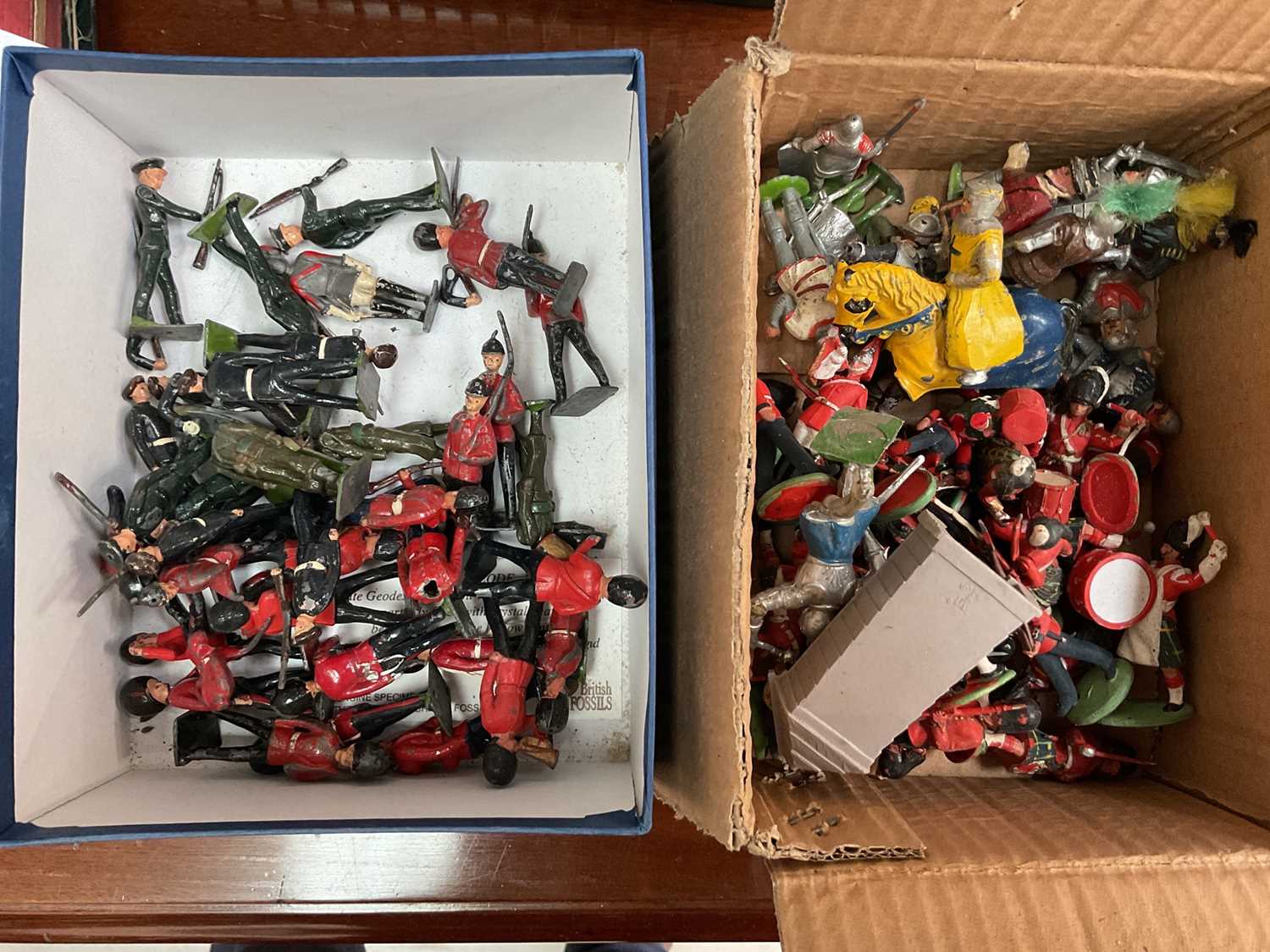 Two boxes of lead and other soldiers, including Britains