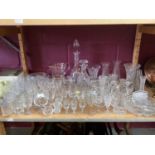 Collection of cut glass wines, tumblers, decanters etc