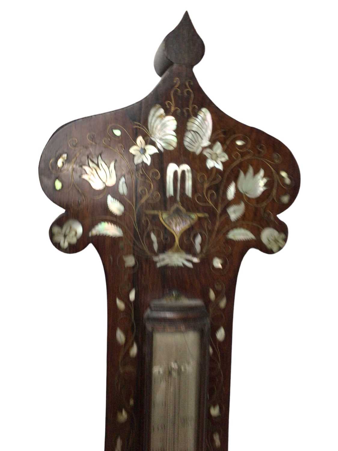 Early Victorian rosewood and mother of pearl inlaid barometer, signed S. Salkind, Ipswich - Image 5 of 7
