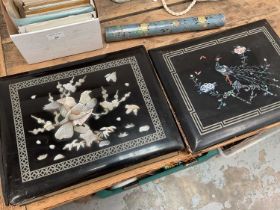 Two Japanese mother of pearl inlaid lacquered photograph albums