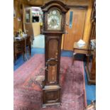 1930s longcase clock with chiming movement in a panelled oak case