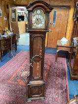 1930s longcase clock with chiming movement in a panelled oak case