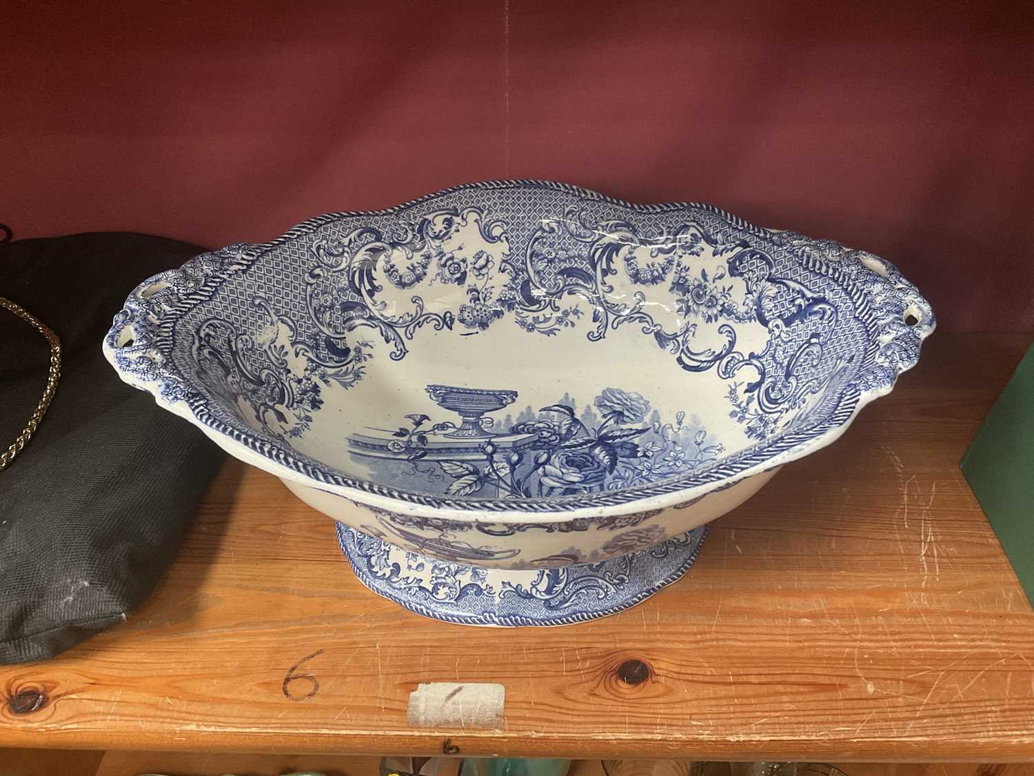 Early 19th century Copeland & Garrett (1833-1847) blue and white pedestal bowl - Bild 4 aus 7