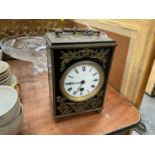 Late 19th century Continetal mantle clock in Ebonised wood case.