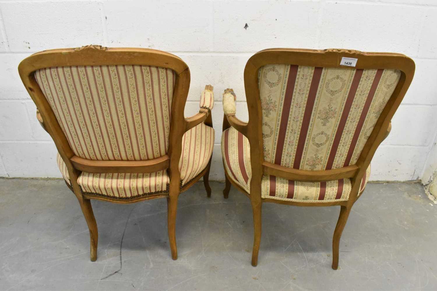 Pair of French beech open armchairs - Image 2 of 12