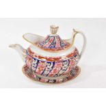 Worcester Queen Charlotte pattern teapot, cover and stand (teapot cracked)