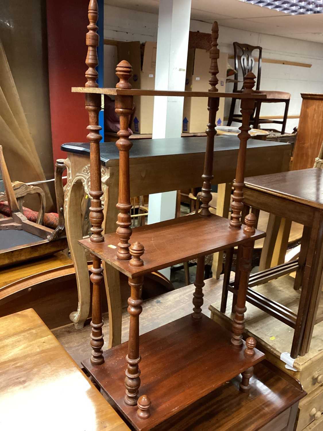 Edwardian inlaid mahogany corner elbow chair, together with a whatnot, two tier plant stand and a ne - Image 2 of 4