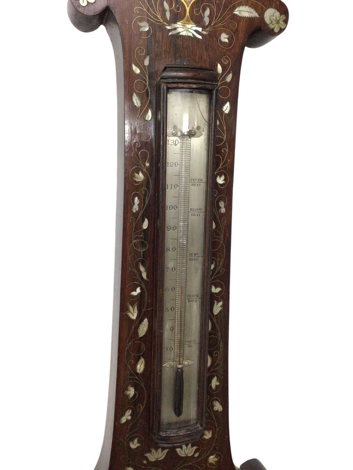Early Victorian rosewood and mother of pearl inlaid barometer, signed S. Salkind, Ipswich - Image 4 of 7