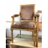 Good quality elbow chair with upholstered seat and back on turned front legs
