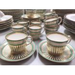 19th century Davenport porcelain tea and coffee ware with turquoise and gilt decoration