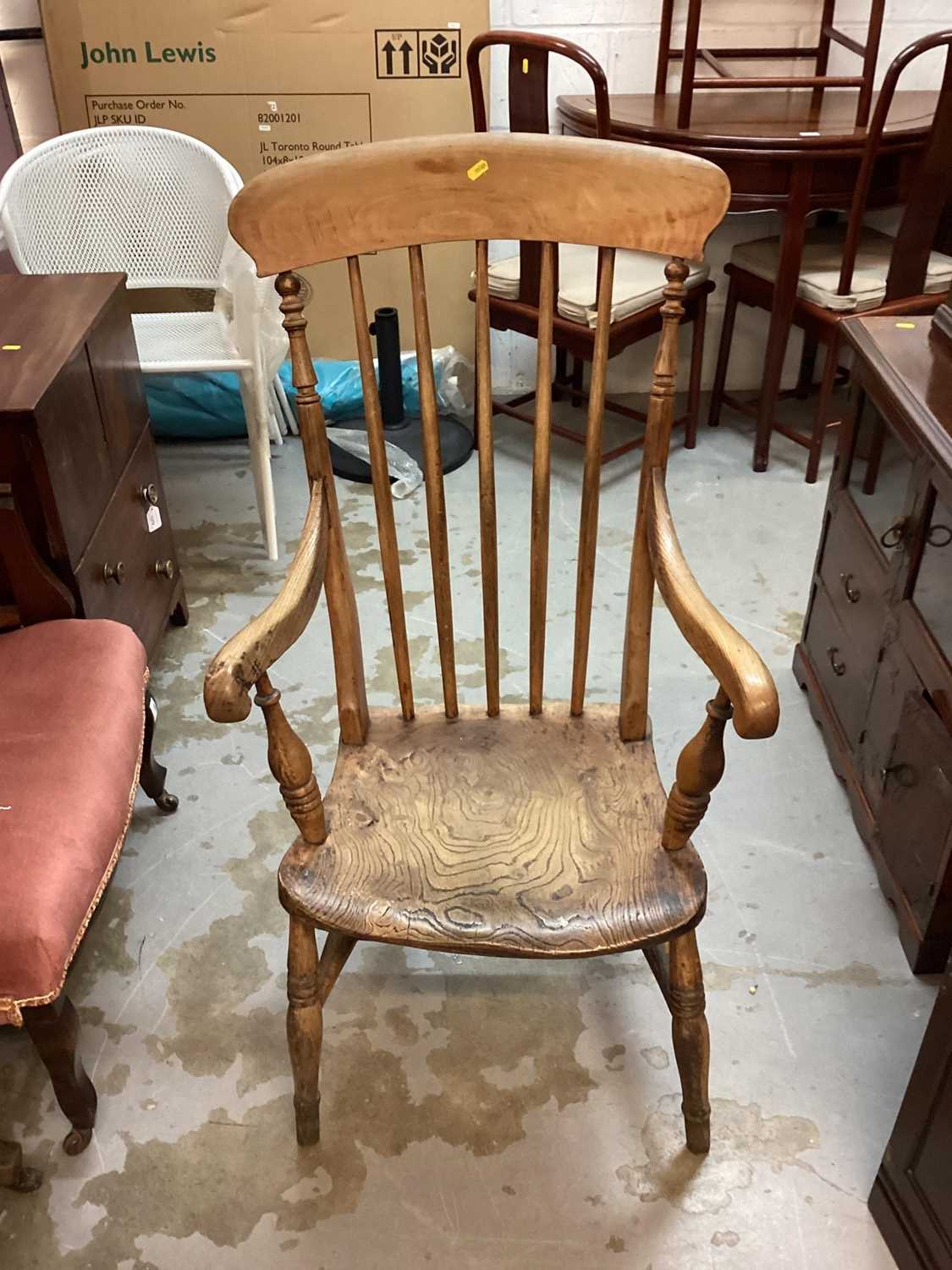 Victorian ash and elm stick back chair