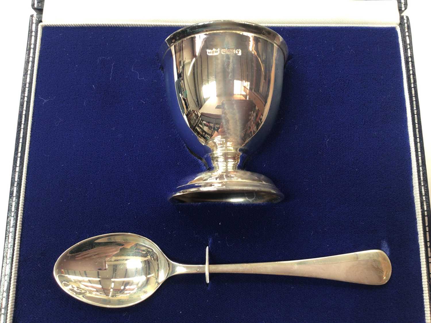 Mappin & Webb silver Christening egg cup and spoon cased set (Sheffield 1993), together with a Carrs - Image 2 of 3