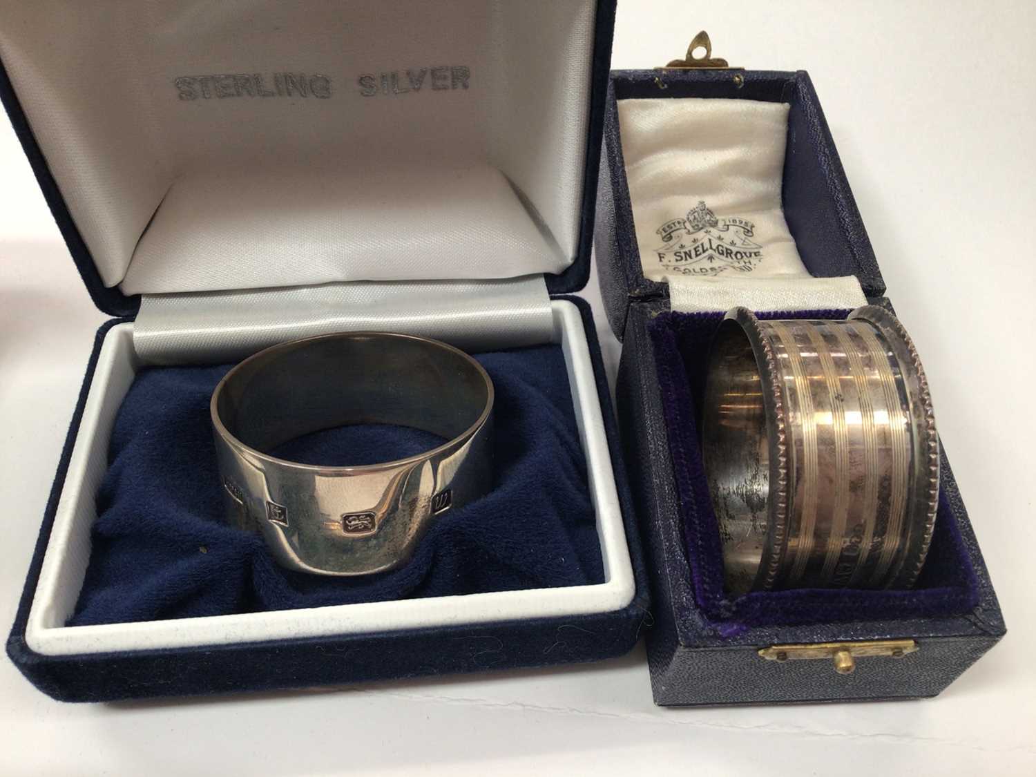 Group of silver to include two napkin rings, two bookmarks, bottle stopper, St. Christopher key ring - Image 2 of 6