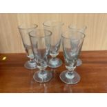 Set of five large 19th century glass goblets