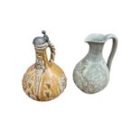 Korean celadon glazed pottery ever and a German saltglazed pottery bellarmine jug (2)