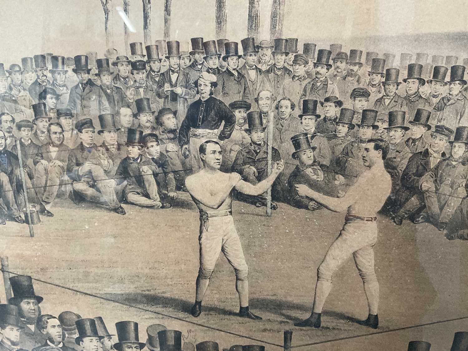 Large 19th century boxing print, in maple frame - Image 9 of 10
