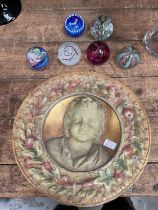 Paperweights and an embossed plaque