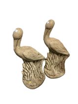 Pair of concrete garden statues of Storks, 78.5cm high