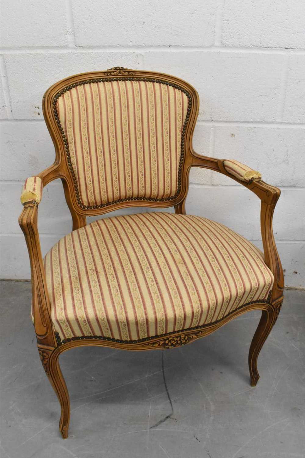 Pair of French beech open armchairs - Image 4 of 12