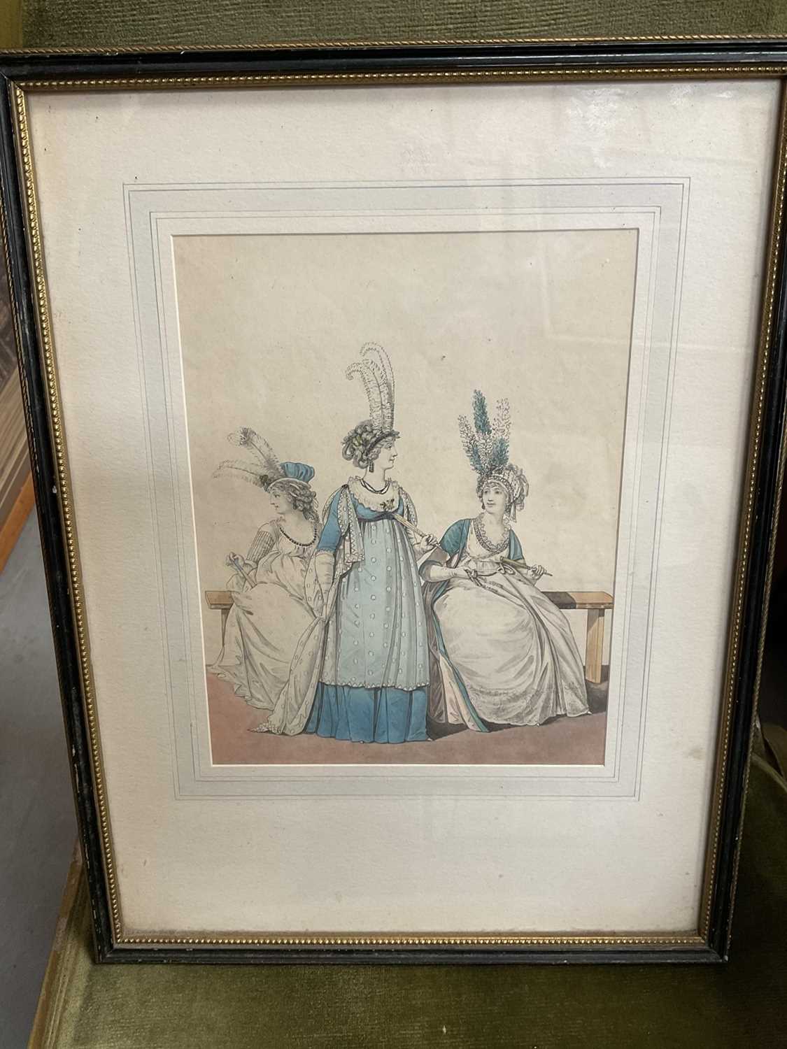 Set of four early 19th century aquatint fashion prints, with hand colouring and raised detail, 22 x - Image 4 of 5