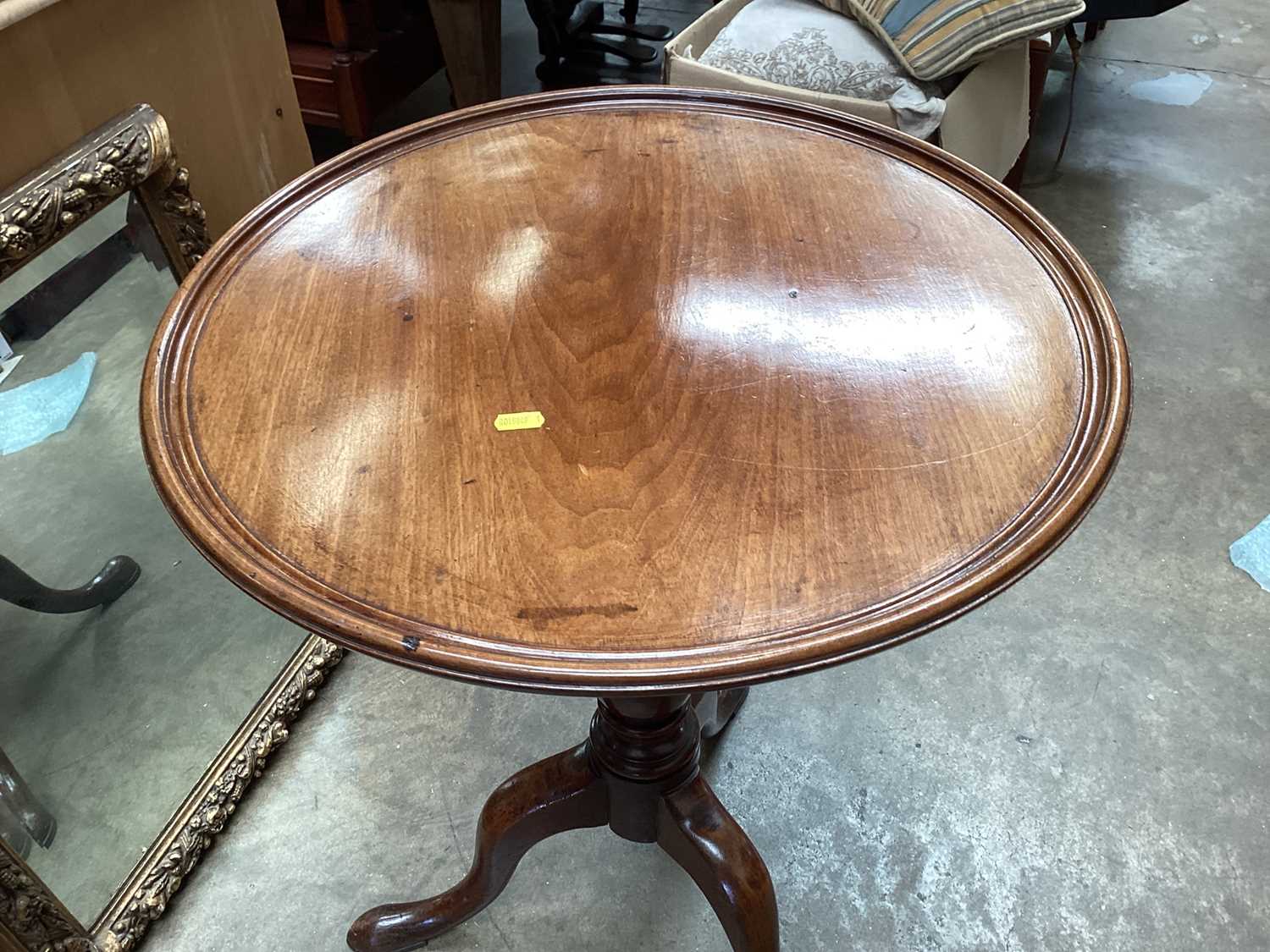 19th century mahogany wine table with circular top on turned column and tripod base, 55cm diameter - Image 2 of 2