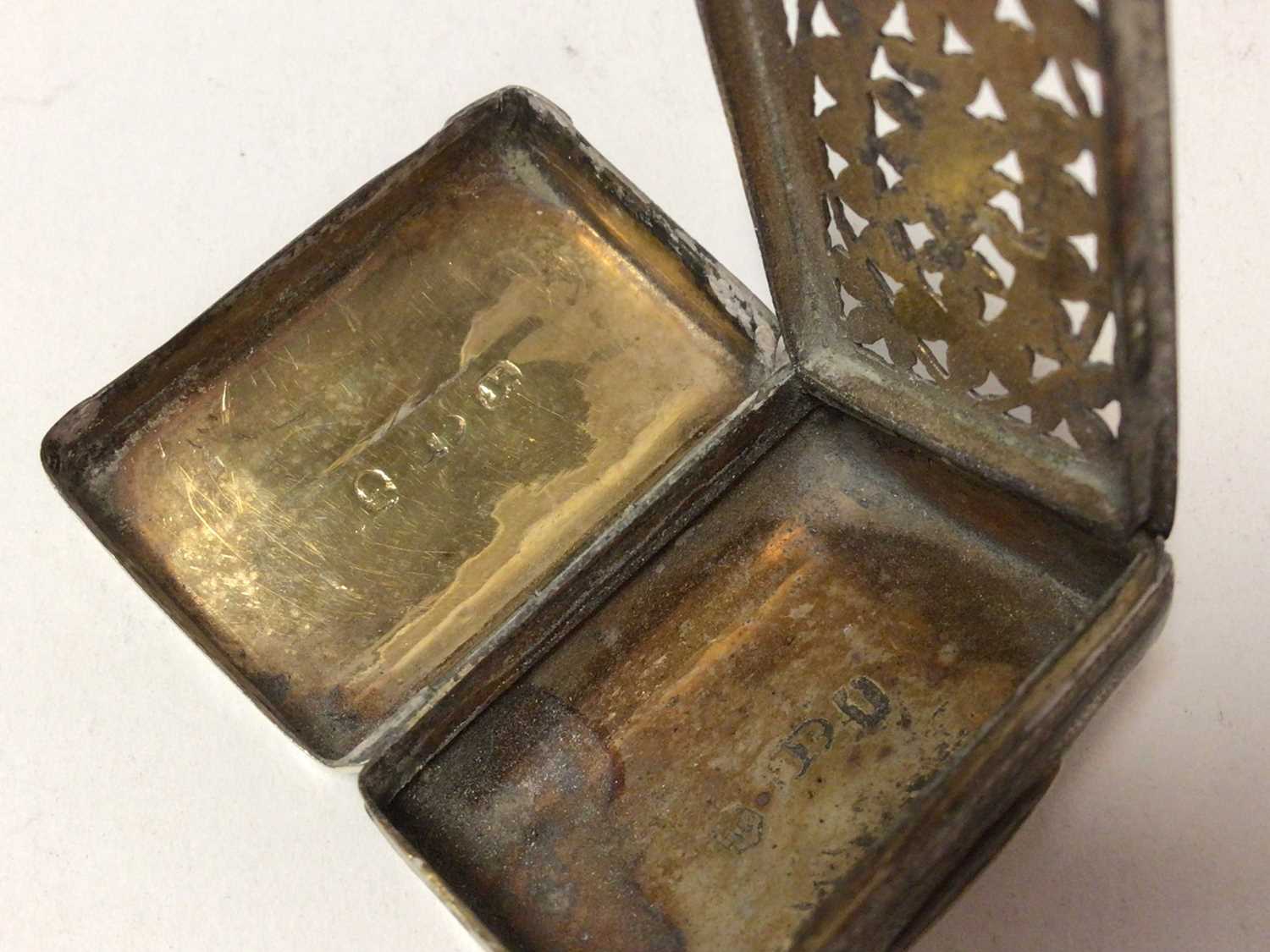 George III silver vinaigrette of portmanteau form, with engraved decoration and initials, - Image 5 of 5