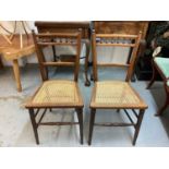 Set of four Edwardian bedroom chairs with cane seats