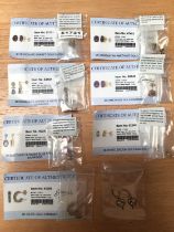 Eight pairs of 9ct gold gem set earrings, mostly new and sealed with Gems TV certificates