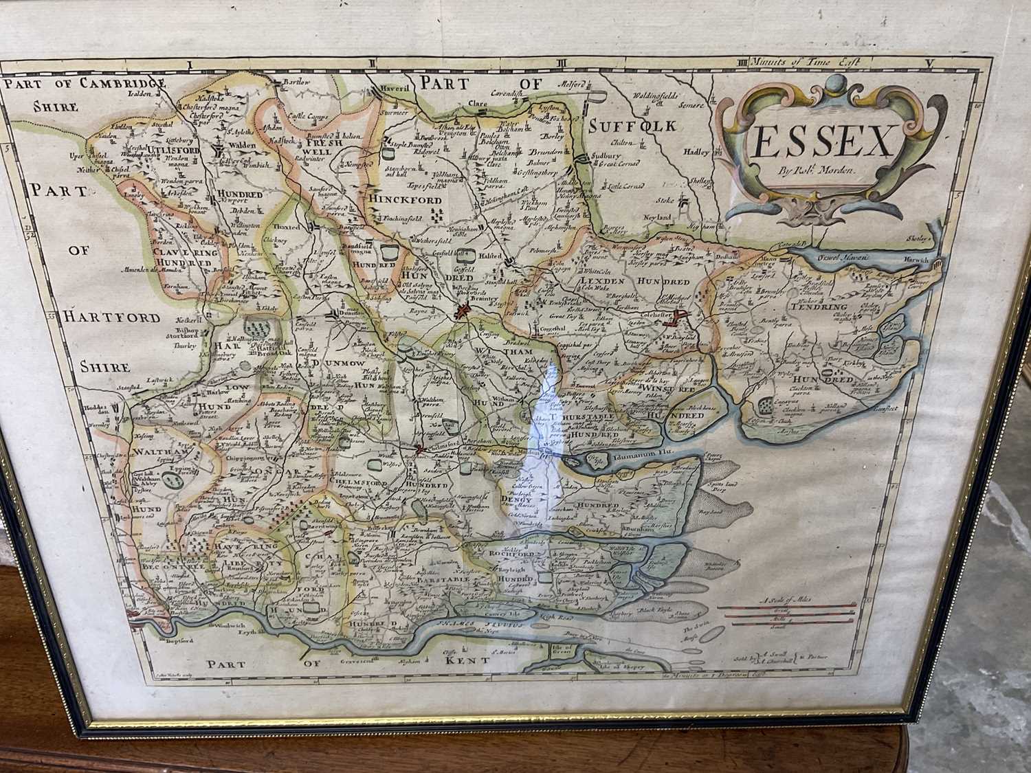Robert Morden, 18th century hand tinted engraved map of Essex - Image 3 of 3
