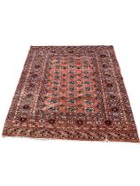 Eastern rug with 30 central medallions on red ground, 157cm x 126cm