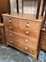 Victorian pine chest of two short and three long drawers on bracket feet, 103cm wide, 52cm deep, 109