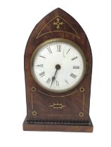 19th century mahogany and brass inlaid lancet shaped bracket clock