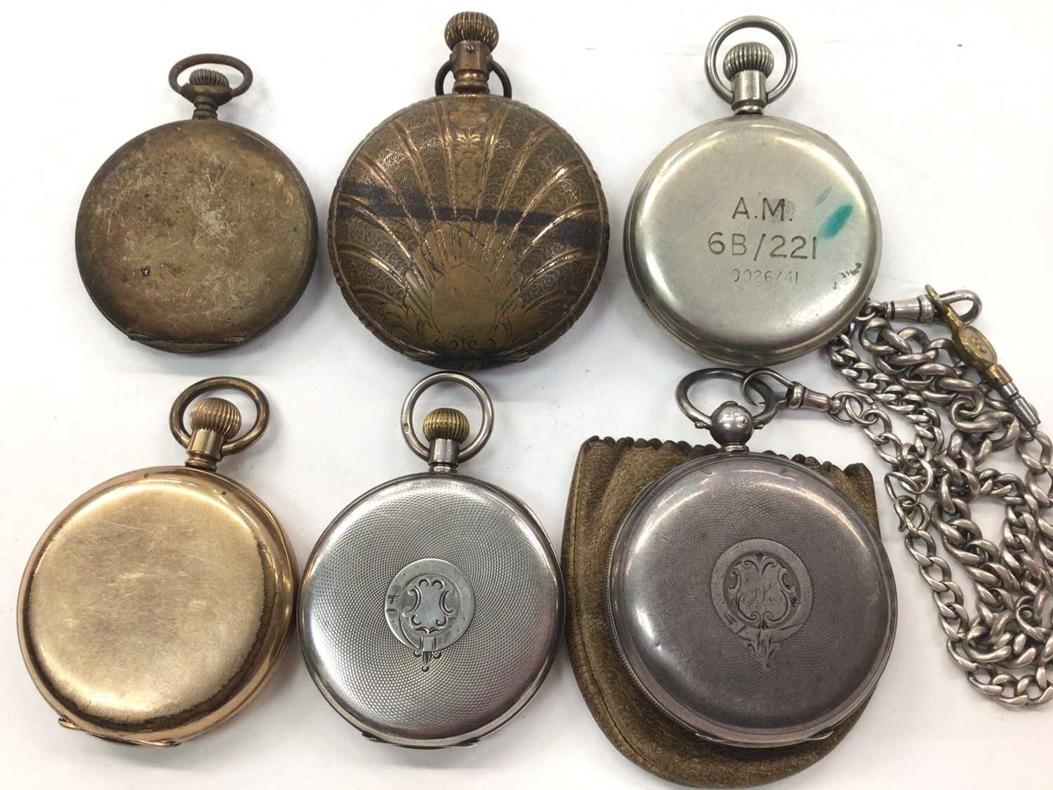 Second World War Air Ministry stopwatch marked A.M. 6B/221 9026/41, together with two silver pocket - Image 3 of 5